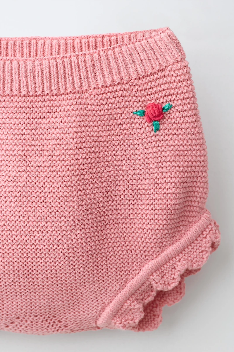 FLORAL EMBROIDERED KNIT PANTIES