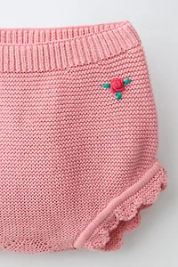 FLORAL EMBROIDERED KNIT PANTIES