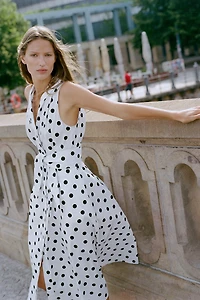 POLKA DOT POPLIN MIDI DRESS