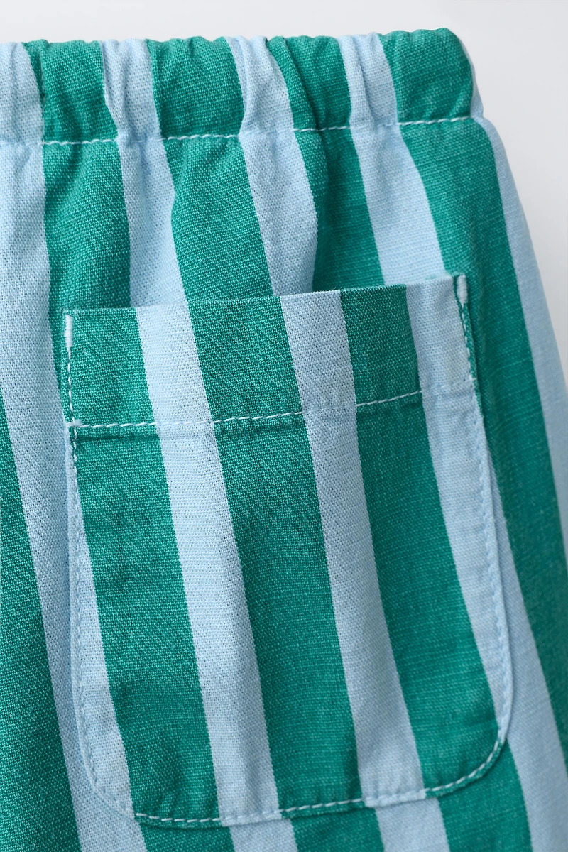 STRIPED COTTON LINEN PANTS