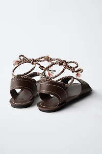 EMBROIDERED LEATHER SANDALS
