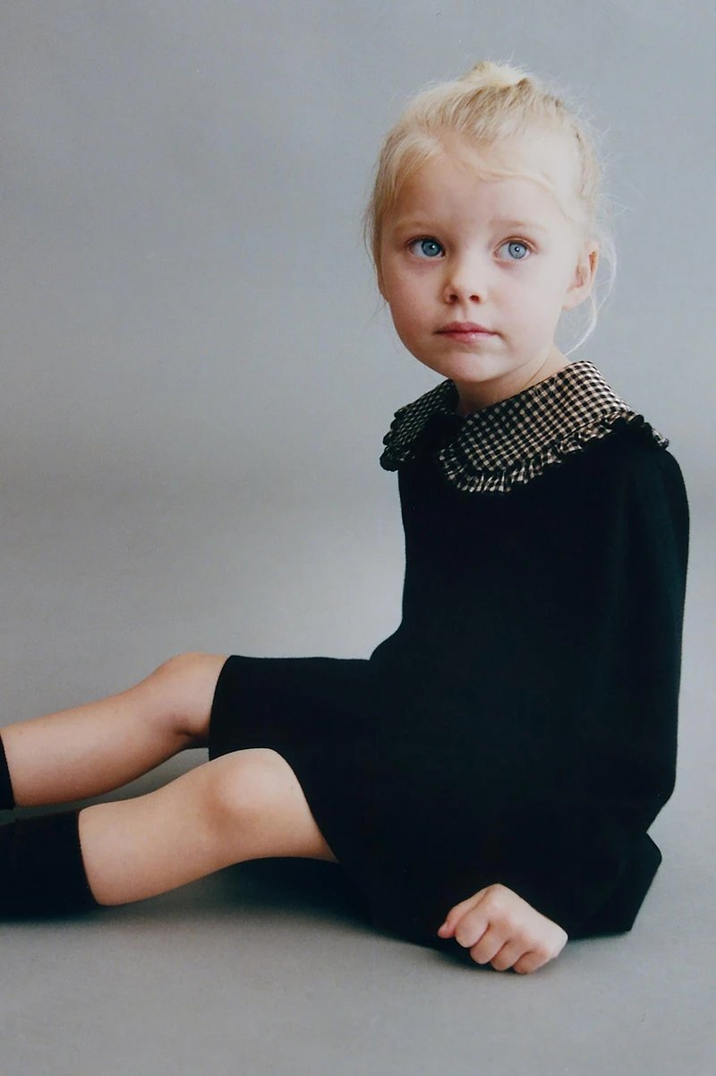 ROBE EN MAILLE À COL CARREAUX VICHY