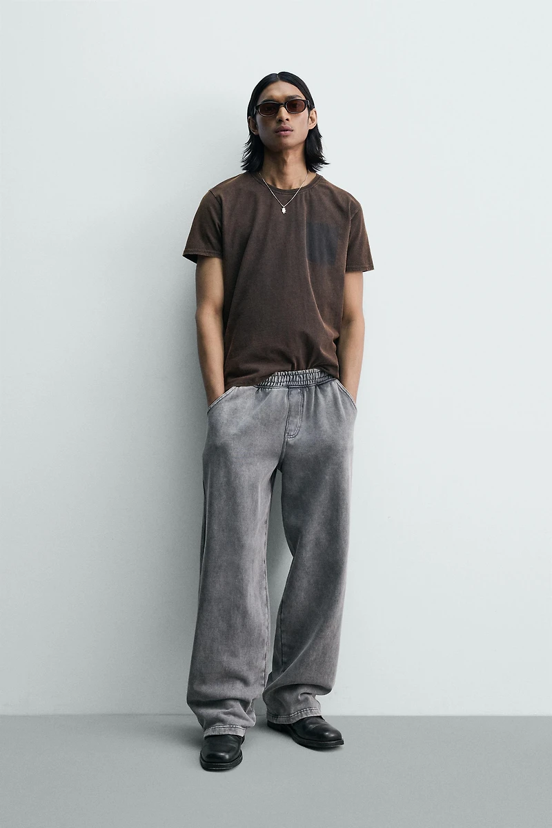 WASHED TEXT PRINT T-SHIRT