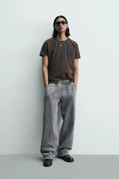 WASHED TEXT PRINT T-SHIRT