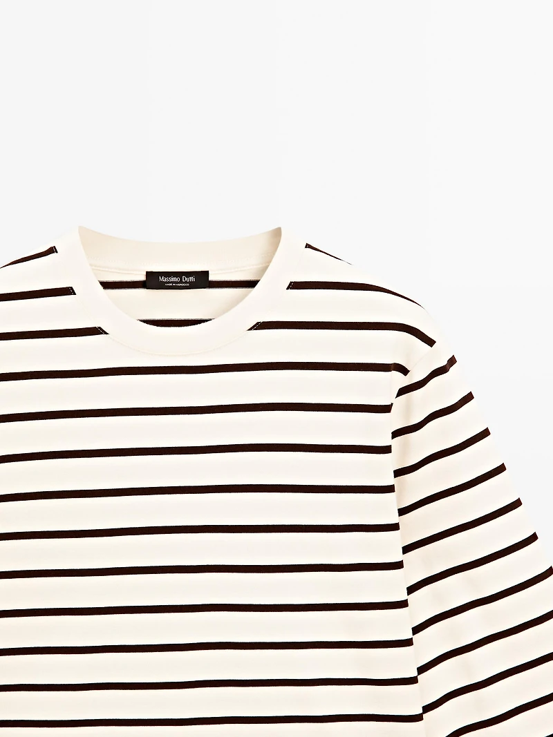 Striped T-shirt with elbow-length sleeves