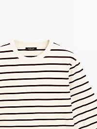 Striped T-shirt with elbow-length sleeves