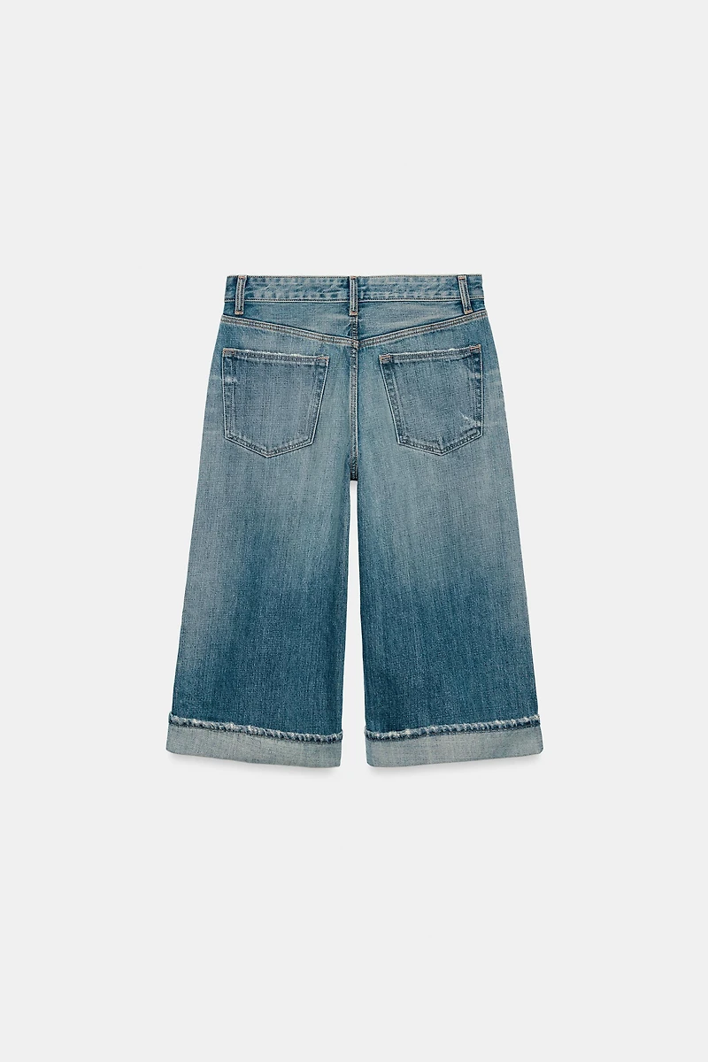 TRF MID RISE RIPPED DENIM JORTS