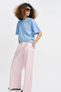 ROUNDED HEM SHORT SLEEVE KNIT JUMPER