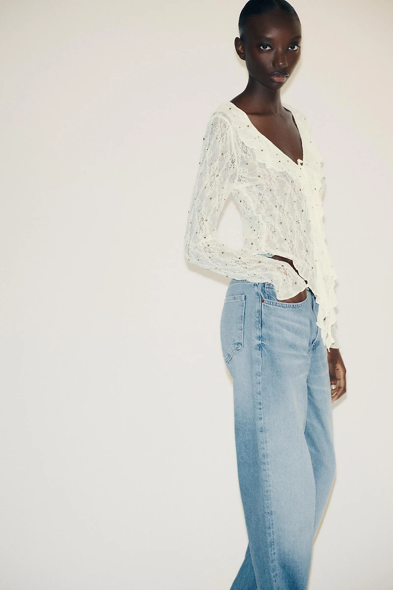 STUDDED LACE TOP