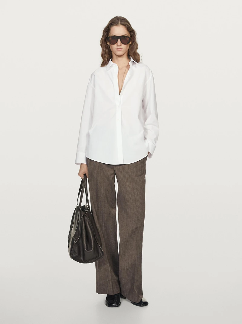 100% cotton poplin shirt with shoulder detail