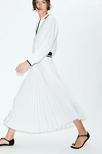 COMBINATION PLEATED MIDI DRESS