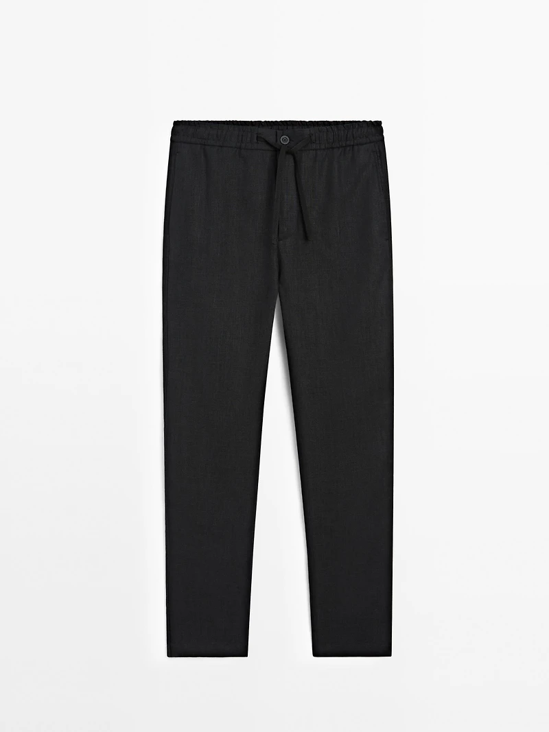 Linen jogger fit trousers