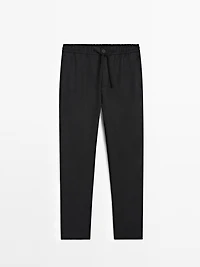 Linen jogger fit trousers