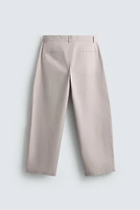 PANTALON STRAIGHT FIT EN POPELINE À PLIS
