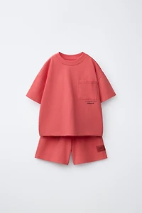 PLAIN T-SHIRT AND BERMUDA JOGGING SET