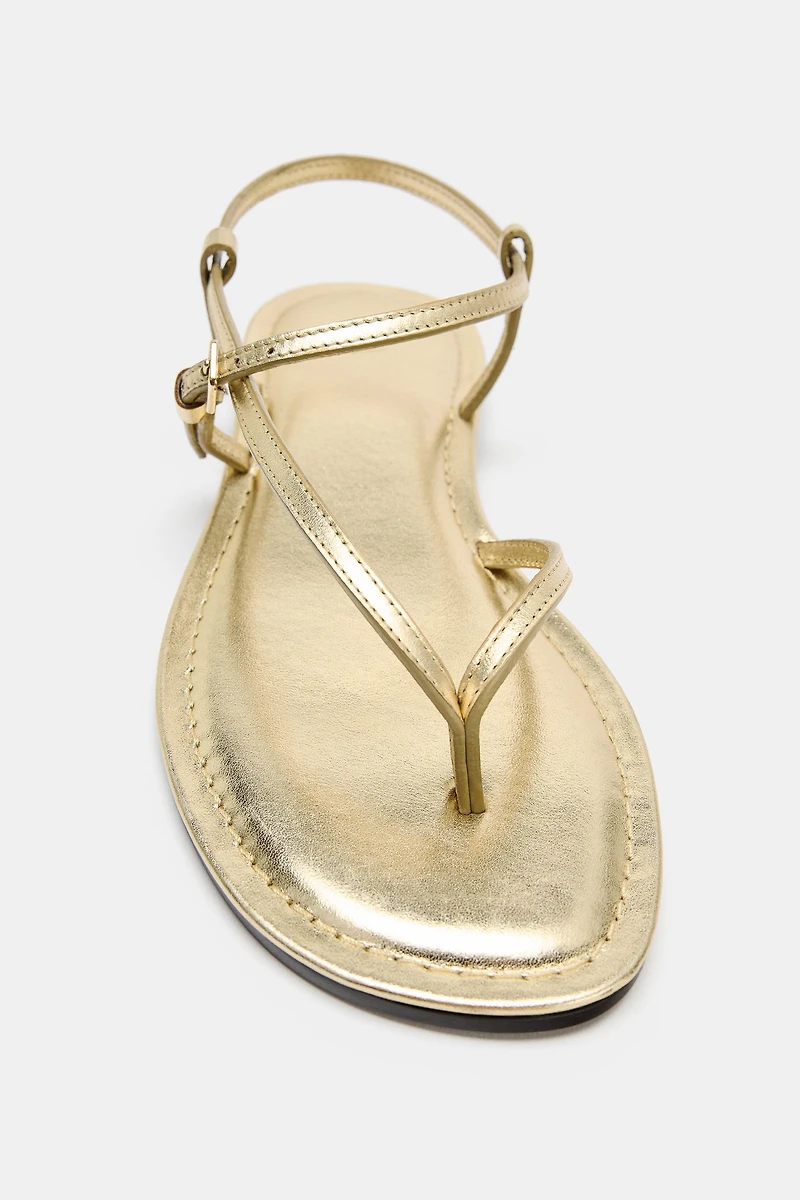 METALLIC EFFECT LEATHER SANDALS
