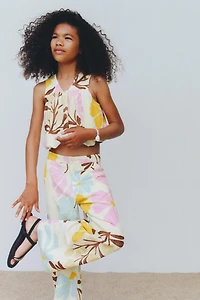 FLORAL PRINT LINEN PANTS