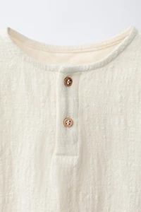 BUTTONED COMBINATION T-SHIRT