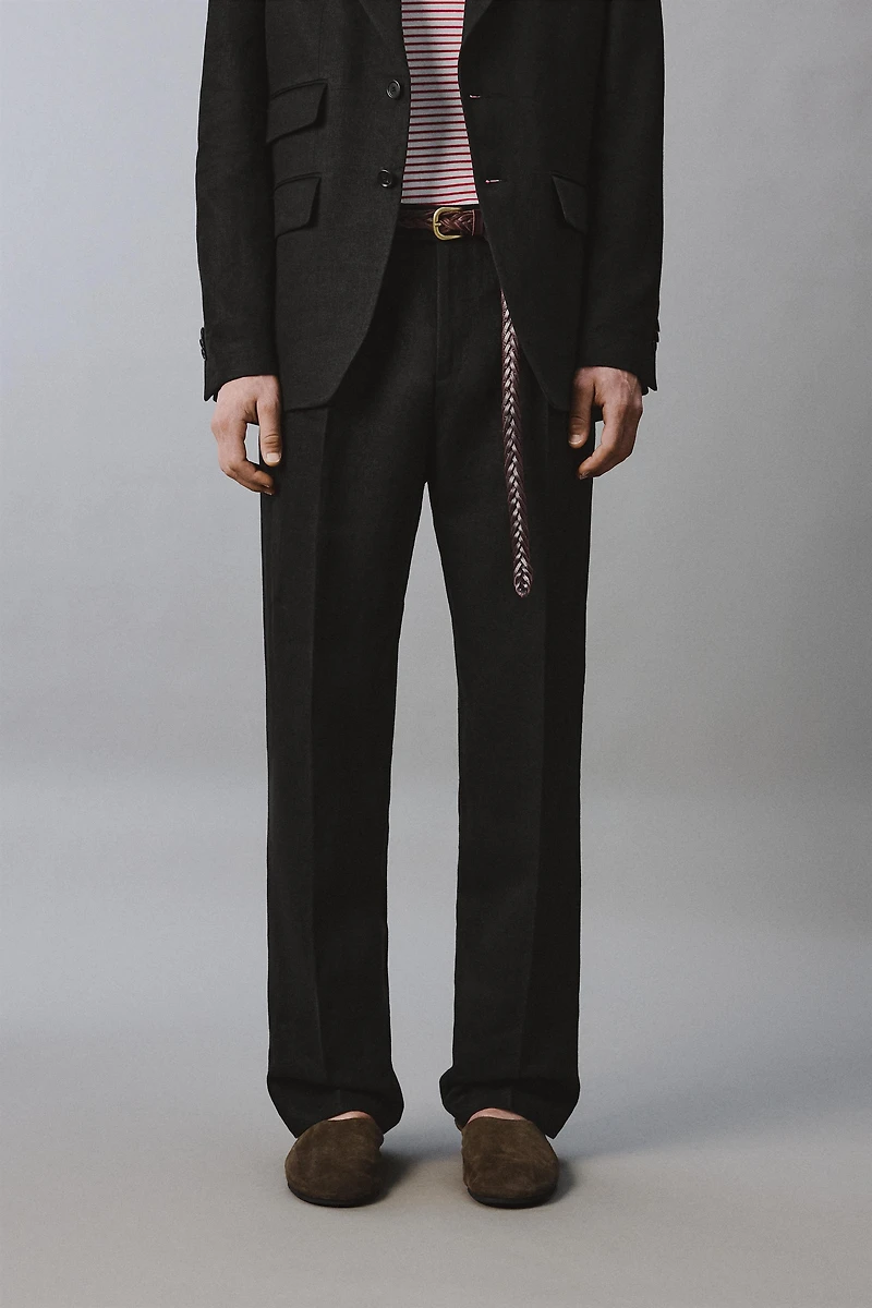 100% LINEN TWILL SUIT PANTS AARON LEVINE X ZARA