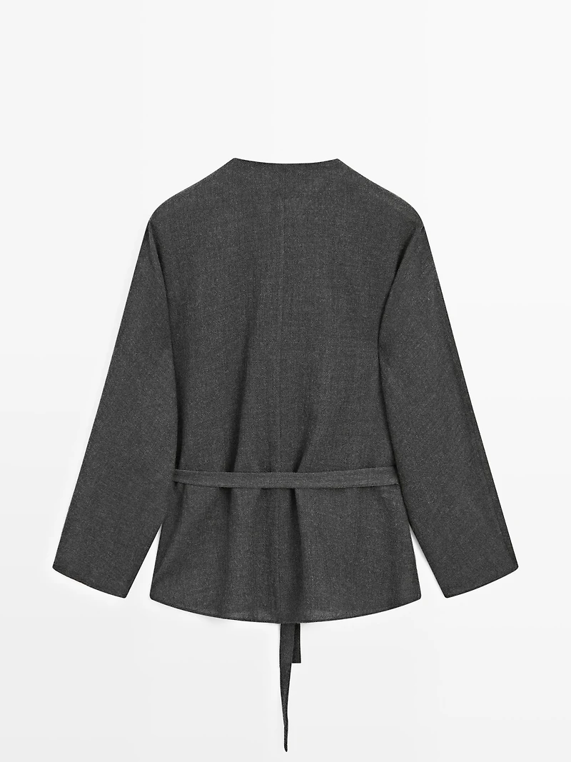 Felt texture shirt with tie detail