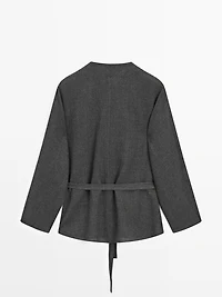 Felt texture shirt with tie detail