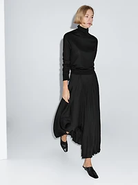 Asymmetric box pleat skirt