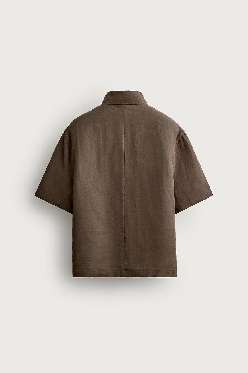 100% LINEN BOXY FIT POLO SHIRT