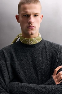 TEXTURED WOOL BLEND SWEATSHIRT