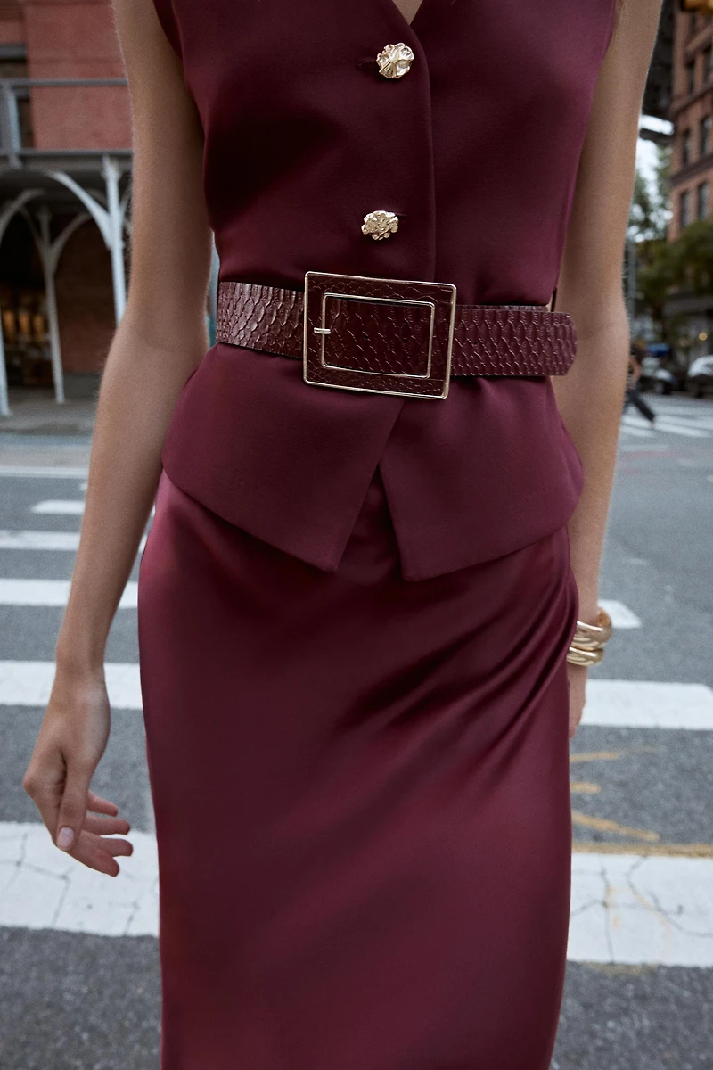 ROBE MIDI COMBINÉE GILET CEINTURE
