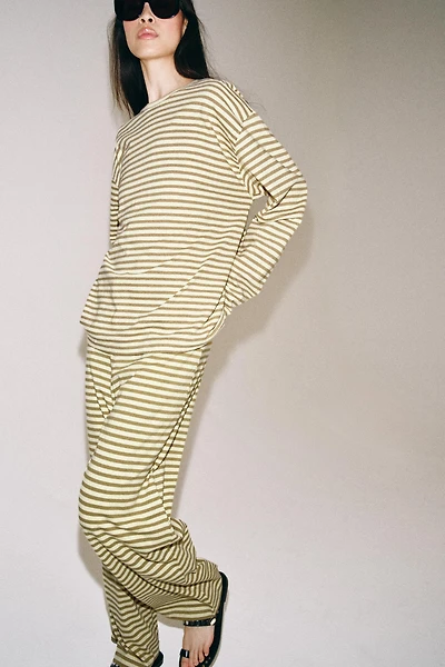 STRIPED COTTON AND LINEN PANTS