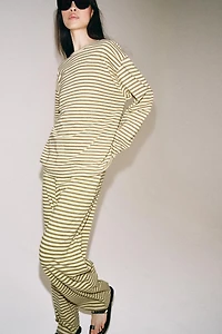 STRIPED COTTON AND LINEN PANTS