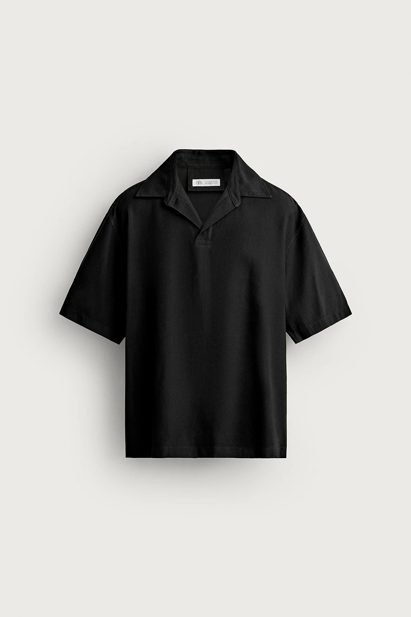 RELAXED FIT FLOWY POLO SHIRT