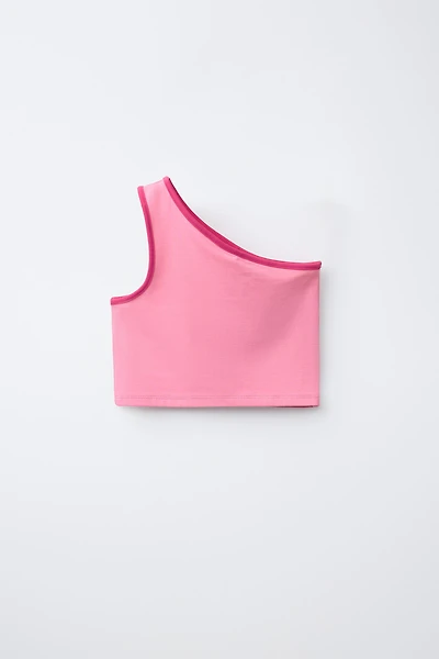 ASYMMETRIC CONTRAST TRIM TOP