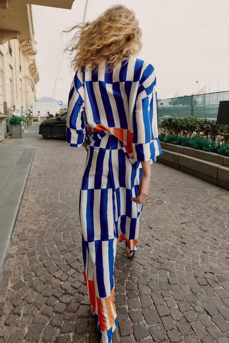 STRIPED WIDE LEG PANTS