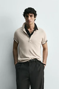 COTTON BLEND KNIT POLO SHIRT