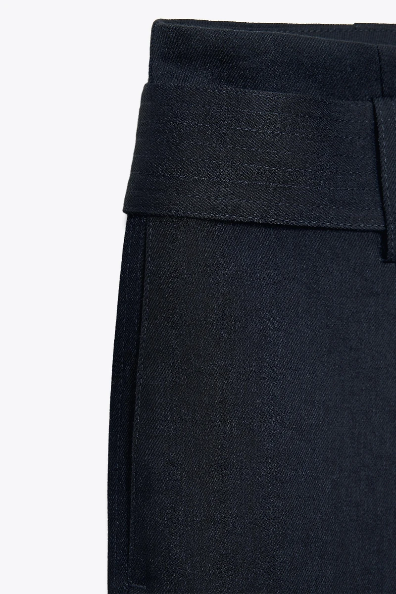 BELTED WIDE LEG PANTS