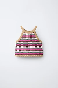 STRIPED CROCHET KNIT TOP