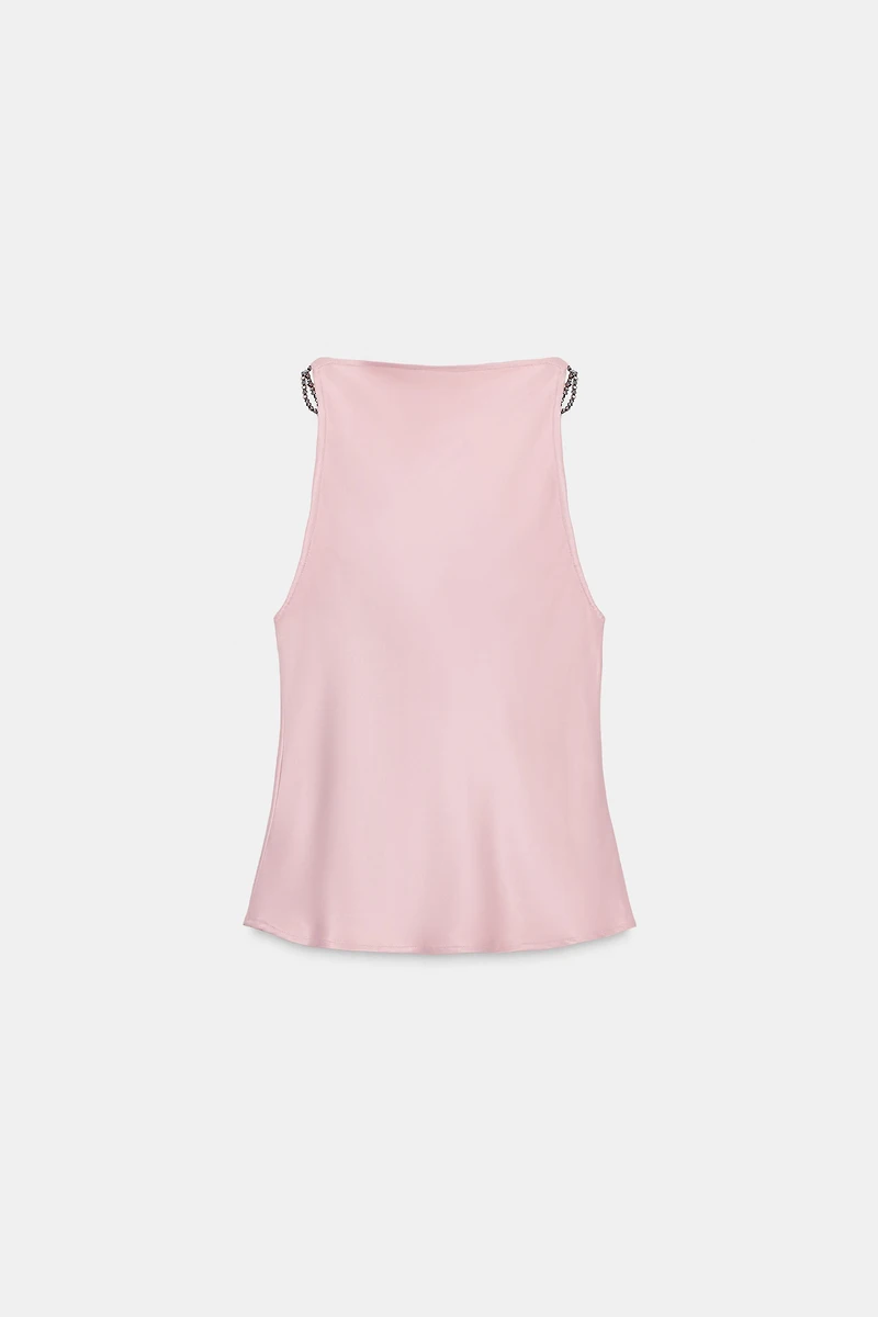 BEADED SATIN EFFECT TOP