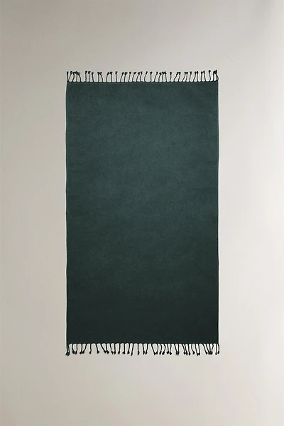 FRINGED COTTON BEACH TOWEL