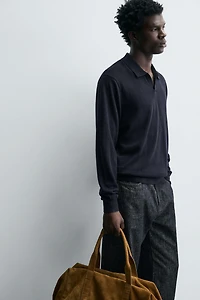 WOOL - SILK BLEND KNIT POLO SHIRT