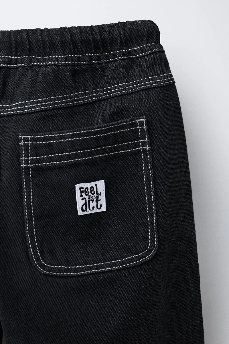 CONTRASTING LOOSE BAGGY JEANS