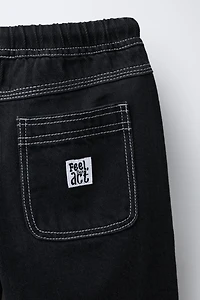 CONTRASTING LOOSE BAGGY JEANS