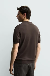 REGULAR FIT COTTON LINEN BLEND KNIT POLO SHIRT