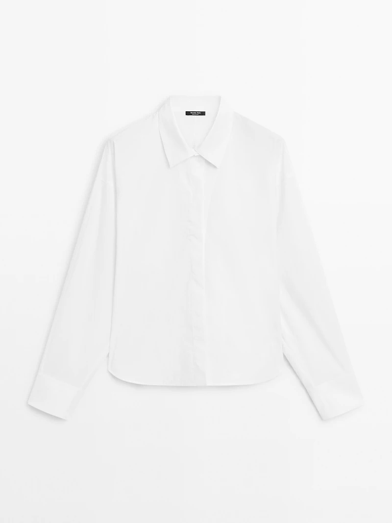 Loose-fitting 100% cotton poplin shirt