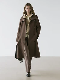 High collar trench coat