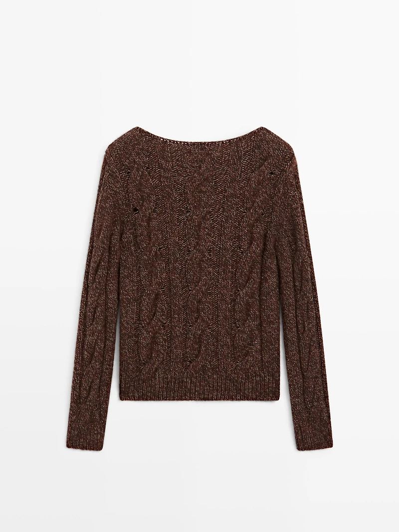 Cable-knit sweater with boat neck