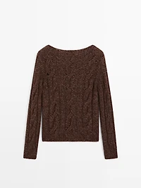 Cable-knit sweater with boat neck