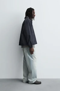 DENIM ZIP-UP POLO SHIRT
