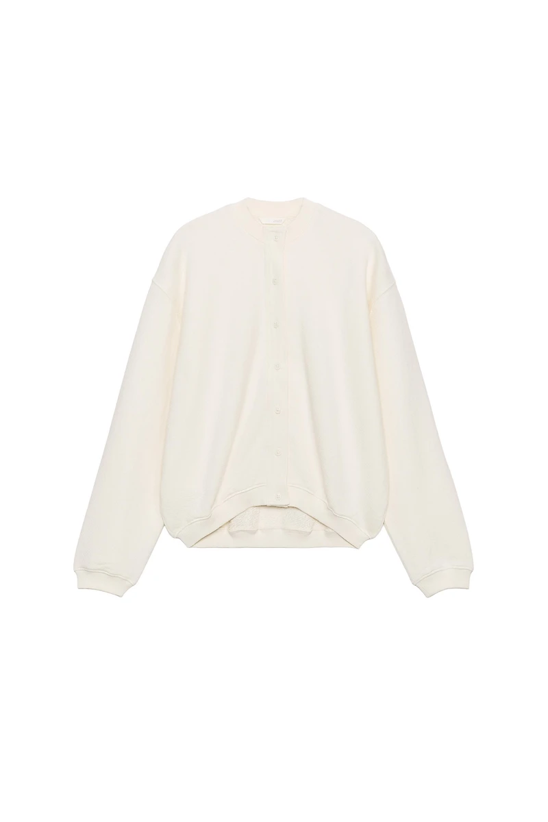 COTTON BUTTON-UP SWEATSHIRT