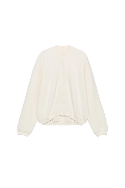 COTTON BUTTON-UP SWEATSHIRT
